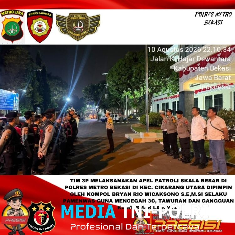 Patroli Perintis Presisi Polres Metro Bekasi Sisir Titik Rawan, Antisipasi 3C dan Tawuran hingga Dini Hari