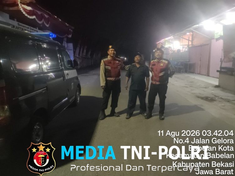 Polsek Babelan Gelar Patroli Biru Dini Hari, Antisipasi 3C dan Kejahatan Lainnya