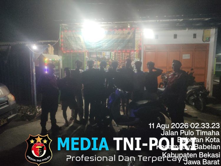 Polsek Babelan Gelar Patroli Biru Dini Hari di Pulo Timaha, Antisipasi 3C dan Kejahatan Lainnya