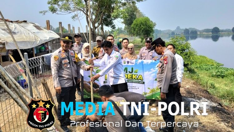 Jaga Jakarta Jaga Bekasi, Polsek Tambun Selatan Tanam 10 Pohon Tabebuya di Situ Cibeureum Sambut HUT ke-81 RI