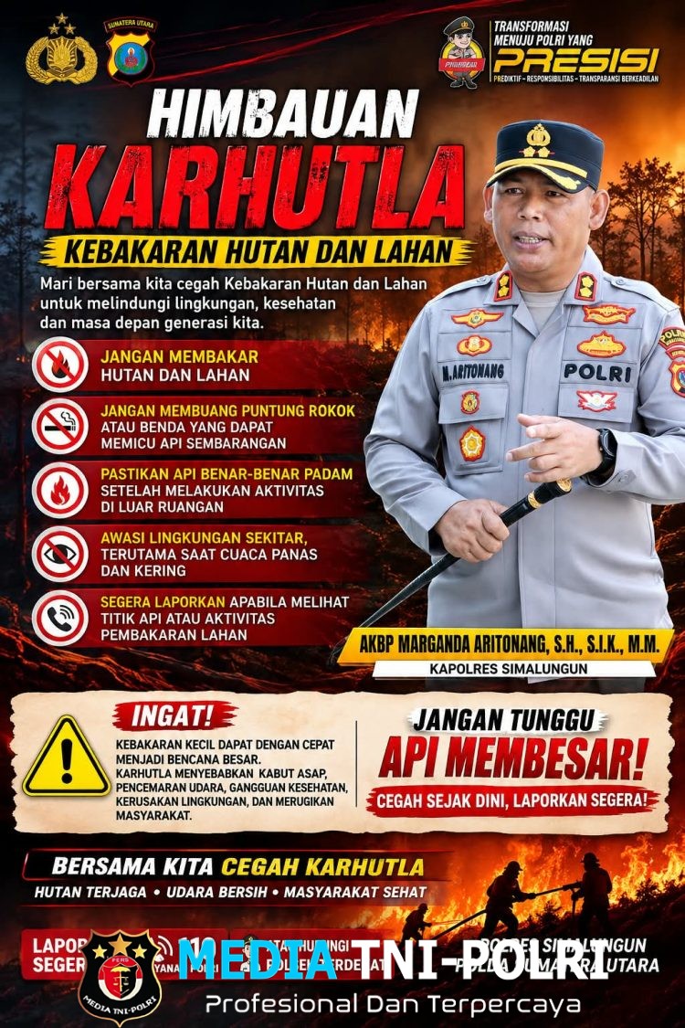 Antisipasi Kebakaran Hutan, Kapolres Simalungun Ingatkan Warga Cegah Sejak Dini, Laporkan Segera 110