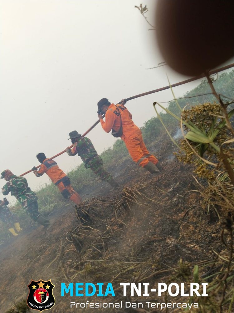 Babinsa Bersama TNI-Polri, Manggala Agni dan BPBD Berjibaku Padamkan Karhutla di Desa Muara Batun Baru