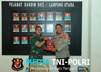 Perkuat Sinergitas TNI-Polri, Kapolres Tulang Bawang Barat Kunjungan silaturahmi dengan Dandim 0412/Lampung Utara