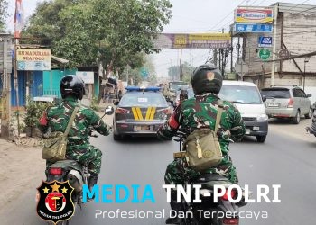 Polsek Setu dan Koramil 06 Gelar Patroli Bersama Antisipasi Pergerakan Massa Menuju Jakarta