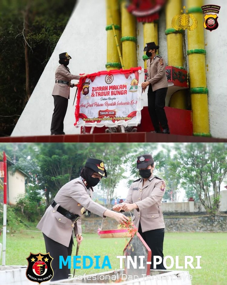 Polwan Polres Landak Ziarah Makam Juang, Tabur Bunga Peringati Hari Jadi Polwan ke-78