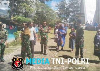 Satgas Pamtas RI-PNG Kewilayahan Yonif 645/Gardatama Yudha Pos Kotis Walesi Laksanakan ibadah Bersama Masyarakat di Gereja Santo Paulus Walesi
