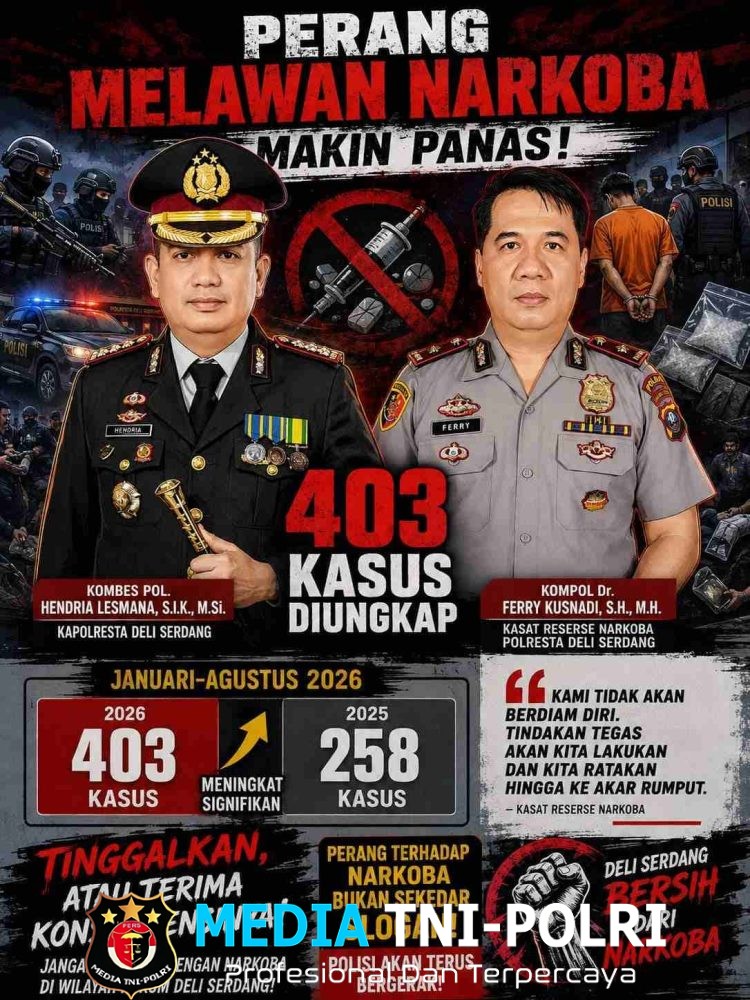 Tak Ada Tempat untuk Narkoba, 403 Kasus Berhasil Diungkap Polresta Deli Serdang