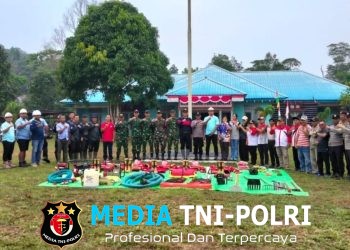 Tingkatkan Kesiapsiagaan Bencana, Pos Jaung Satgas Pamtas Yonarmed 13/Nanggala Gelar Apel Siaga Karhutla Bersama Kepolisian dan Warga