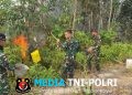 Aksi Cepat Tanggap, Pos Kout Satgas Yonarmed 13/Nanggala Bergerak Cepat Padamkan Karhutla di Wilayah Senaning
