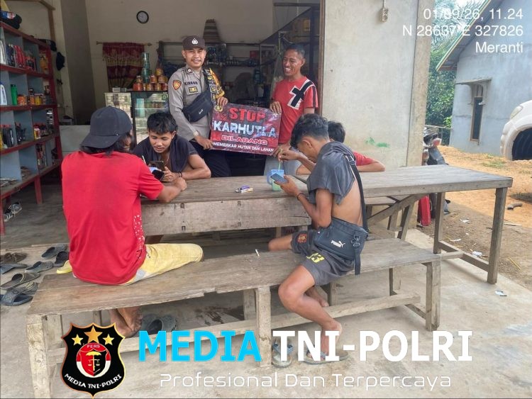 Patroli Siang Polsek Meranti Bawa Pesan Tegas “Stop Karhutla!”