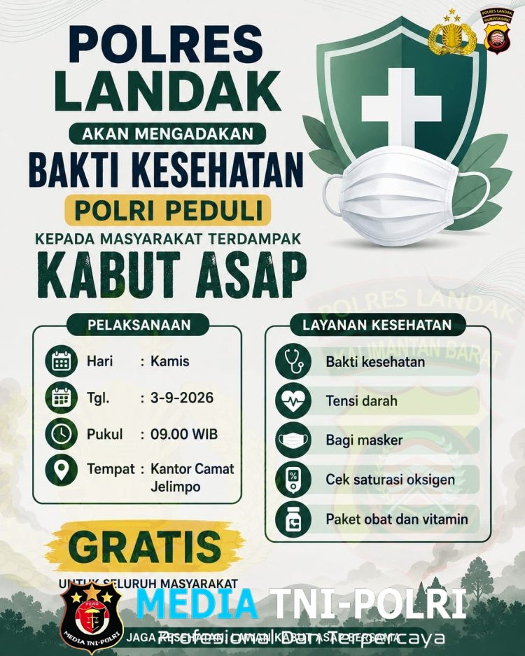 Polres Landak Gelar Bakti Kesehatan Gratis (BESOK) untuk Warga Terdampak Kabut Asap di Jelimpo