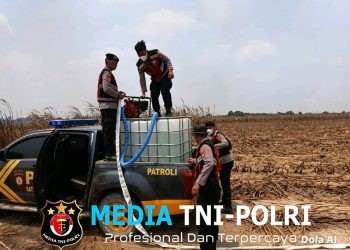 Sat Samapta Polres Mesuji Bersama PT. Silva Inhutani Berjibaku Padamkan Karhutla