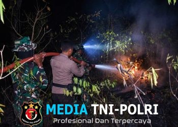 Personel Kodim dan Polres Bahu Membahu Padamkan Kebakaran Hutan di Yanggandur Merauke