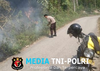 Polsek Limau Cek Dua Titik Hotspot Terdeteksi di Kelumbayan Tanggamus, Api Berangsur Padam