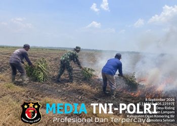 Babinsa Berjibaku Jinakkan Api, 8 Hektare Lahan di Desa Riding Berhasil Dipadamkan