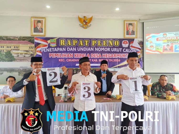 Polsek Cikarang Pusat Bersama Forkopimcam Amankan Penetapan Nomor Urut Calon Kepala Desa Hegarmukti