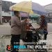 Di Tengah Kabut Asap, Polisi Patroli Temui Pedagang Keliling, Ingatkan Wajib Pakai Masker dan Cegah Karhutla