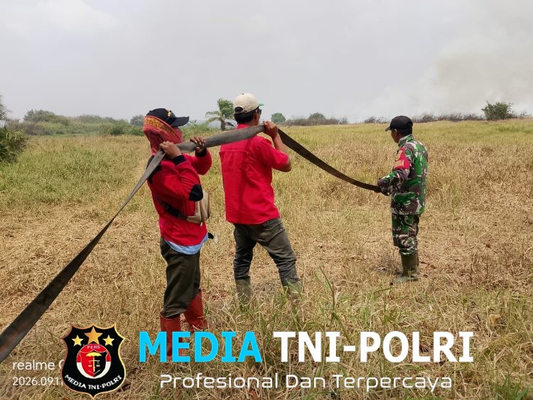 Pantang Menyerah, Babinsa 402-02/Pedamaran Kendalikan Karhutla di Pedamaran V