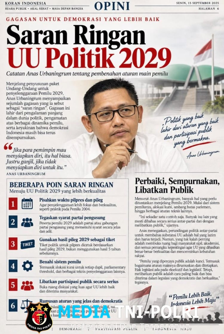 Anas Urbaningrum Dorong Pembenahan UU Politik untuk Pemilu 2029, Usul Pilpres dan Pileg Dipisah