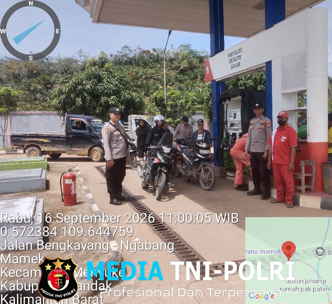 Samapta Polsek Menyuke Laksanakan Monitoring Penyaluran BBM Di SPBU