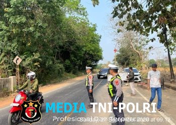 Satlantas Polres Lampung Utara Atur Arus Lalin dan Cegah Pungli di Jalinteng Blambangan Pagar