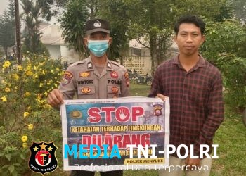 Hindari Terjadinya Kebakaran Hutan, Samapta Polsek Menyuke Himbau Warga Antisipasi Karhutla