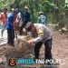Bhabinkamtibmas Polsek Pugung Bersama Warga Gotong Royong Perbaiki Jembatan dan Lebarkan Jalan