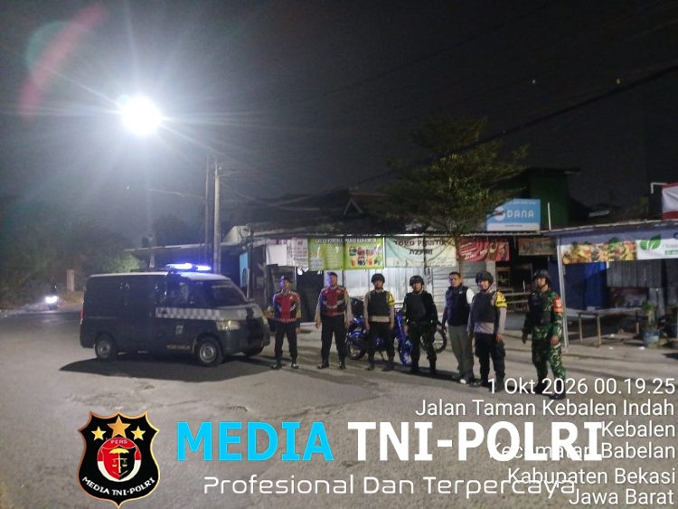Polsek Babelan Gelar Patroli Biru Bersama TNI, Antisipasi 3C dan Kejahatan Lainnya
