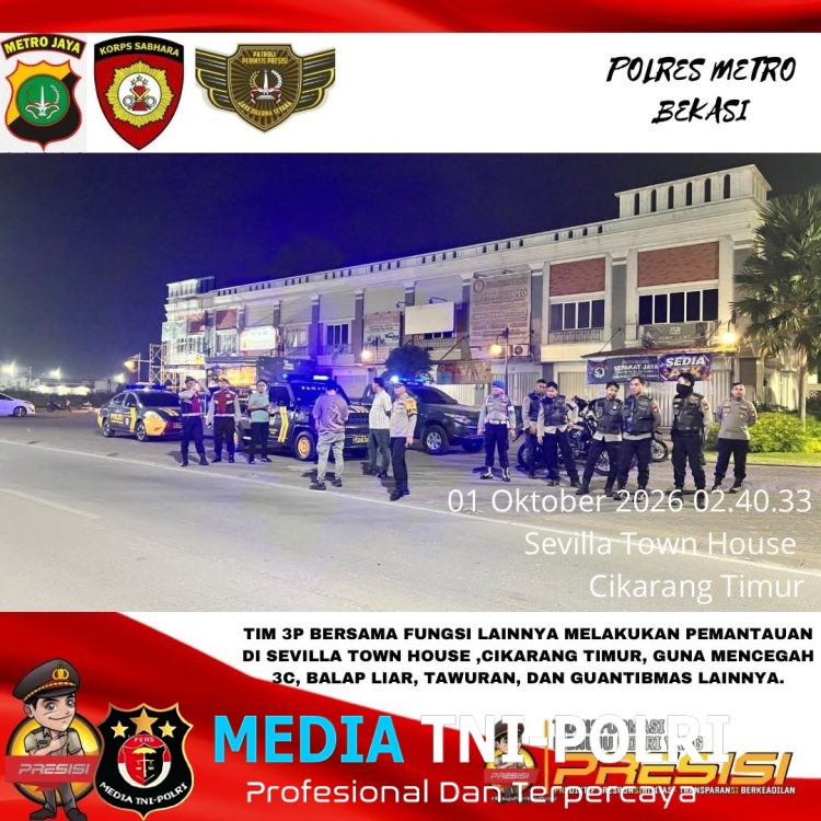 Jaga Jakarta, Jaga Bekasi Patroli Perintis Presisi Polres Metro Bekasi Sisir Sejumlah Titik Rawan