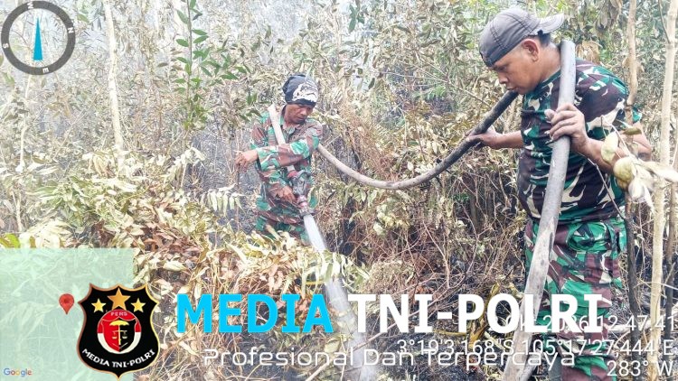 Babinsa dan Tim Gabungan Bergerak Cepat Tangani Karhutla di Pulu Beruang