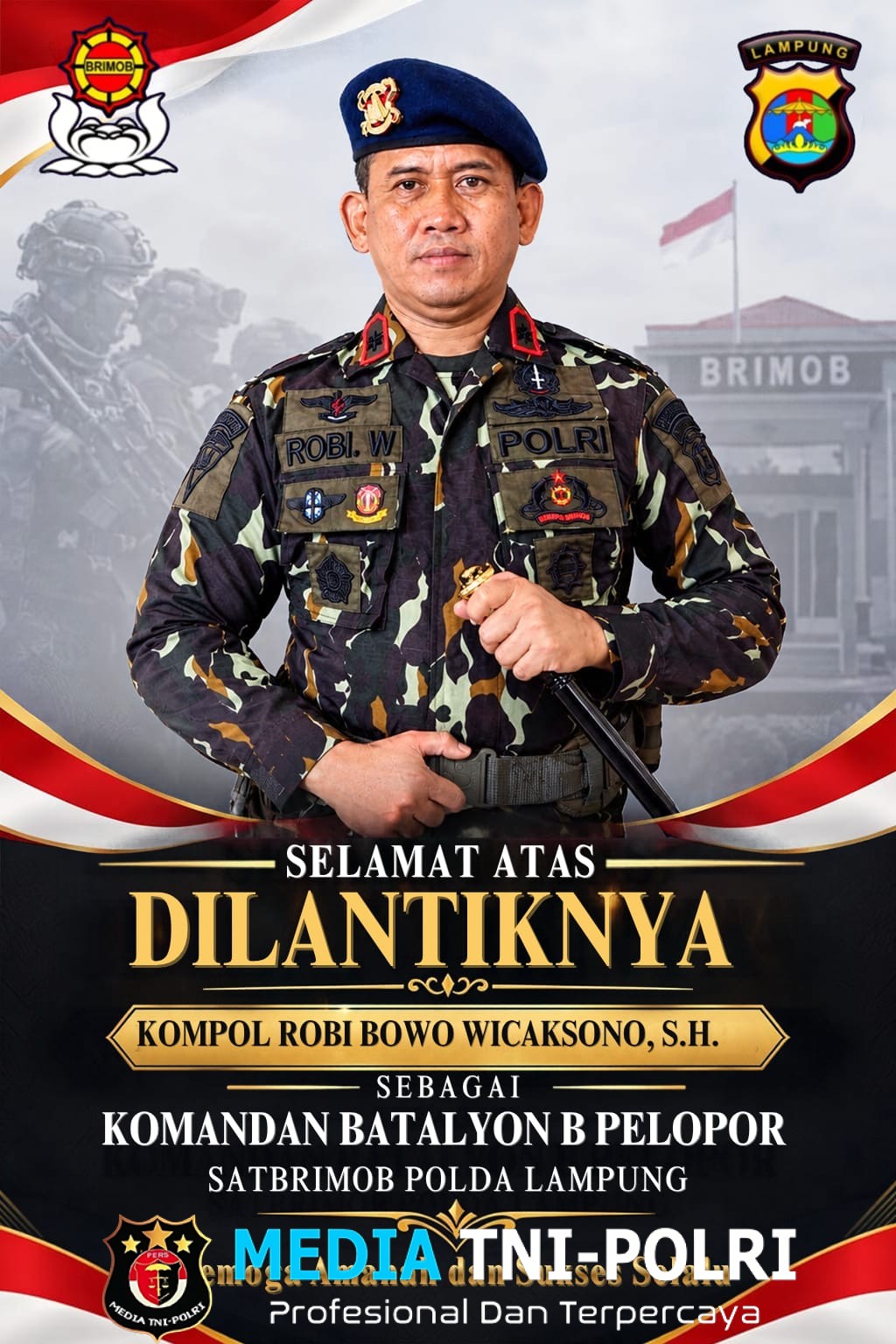 Perwakilan Media TNI-POLRI Wilayah Lampung Ucapkan Selamat kepada Kompol Robi Bowo Wicaksono