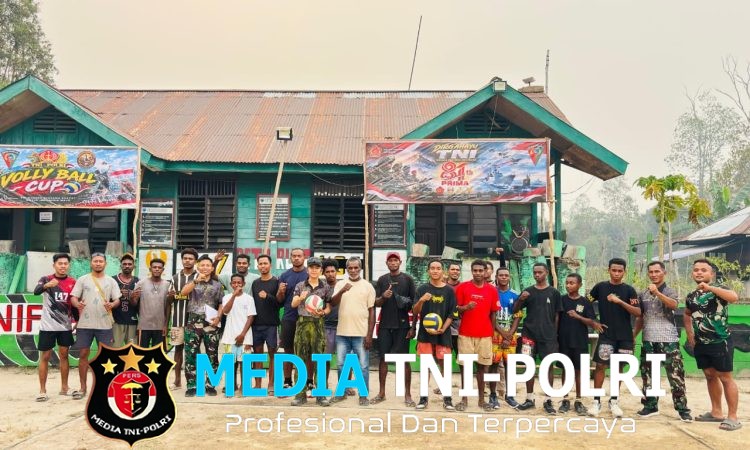 Mempererat Kemanunggalan, Pos Aroba Satgas Yoni 147/KGJ Gelar Turnamen Bola Voli Meriahkan HUT TNI Ke-81