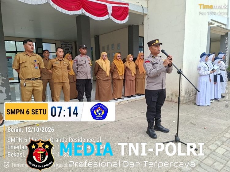 Police Go to School, Polsek Setu Ajak Pelajar SMPN 6 Burangkeng Bijak Bermedia Sosial dan Jauhi Kenakalan Remaja