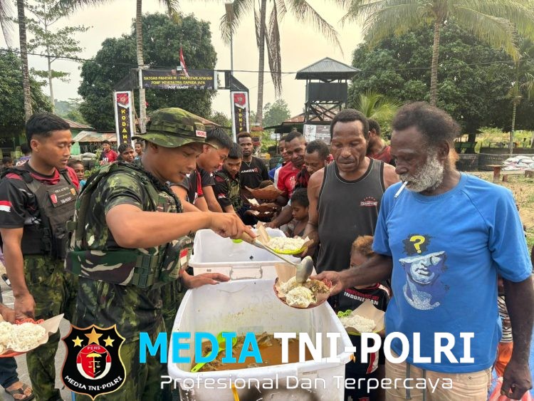 Satgas Yonif 147/KGJ Gelar Tasyakuran dan Makan Bersama Warga Distrik Yamor