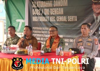 Pererat Silaturahmi dengan Masyarakat Cengal, Dandim 0402/OKI Resmikan Peletakan Batu Pertama Posramil dan Terima Penyerahan 8 Pucuk Senpira