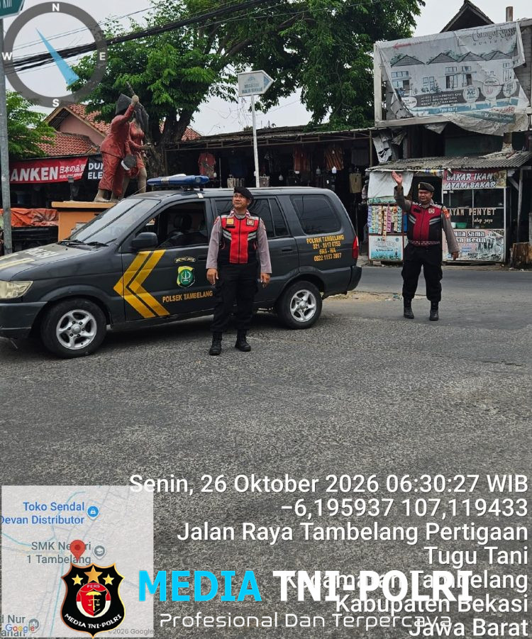 Layani Pengguna Jalan di Jam Sibuk, Polsek Tambelang Pastikan Arus Lalu Lintas Pagi Aman dan Lancar